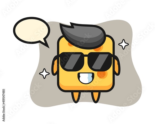 Cartoon mascot of cheese with cool gesture