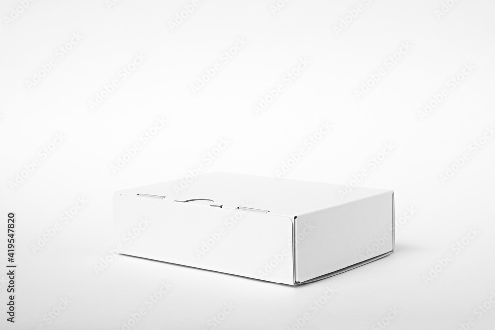 white cardboard box on white background, template concept, mockup white cardboard box on white background, template concept, mockup
