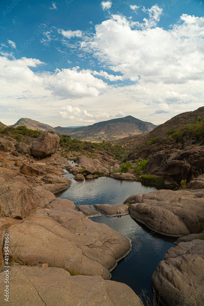 scenery river in the middle of Rocky Mountain  in Guanajuato Mexico.