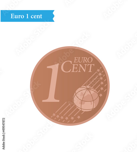 Euro coin currency 1 cent vector illustration