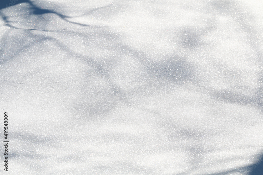 Fototapeta premium Winter snow. Snow texture Top view of the snow. Texture for design. Snowy white texture. Snowflakes.