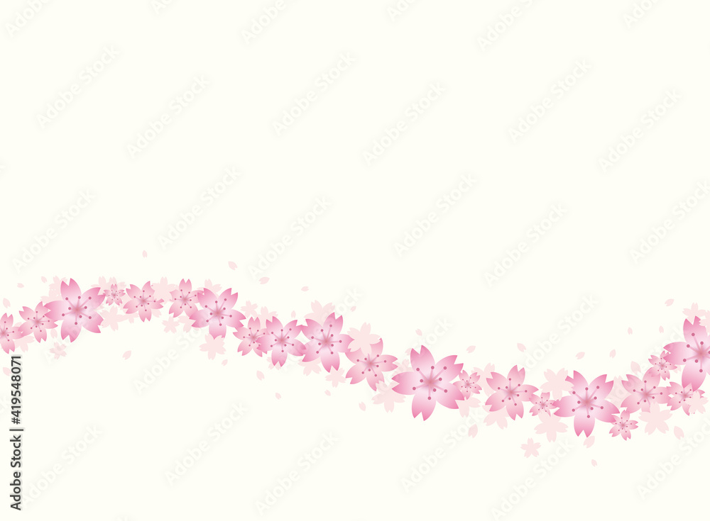 Sakura cherry blossom one line flower and petal background Sakura cherry blossom one line flower and petal background