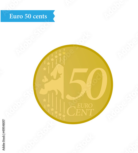 Euro coin currency 50 cents vector illustration