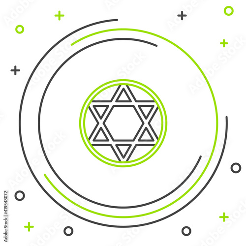 Line Star of David icon isolated on white background. Jewish religion symbol. Symbol of Israel. Colorful outline concept. Vector.