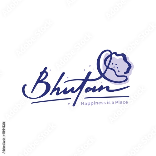 bhutan blue poppy poppies lettering letter mark logo vector icon illustration