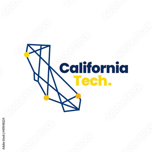 california technology tech geometric polygonal map logo vector icon illustration