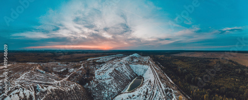 Tableau sur toile White mountains from phosphorus and gypsum wastes, industrial wastes formed mountains, business activity in Ukraine