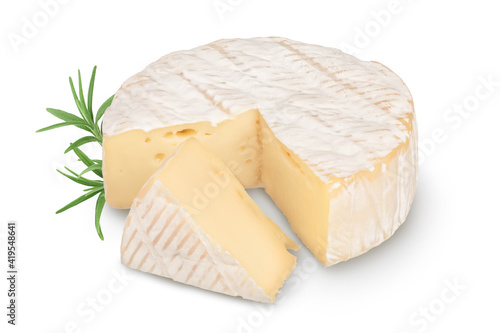 Camembert cheese isolated on white background with clipping path and full depth of field photo