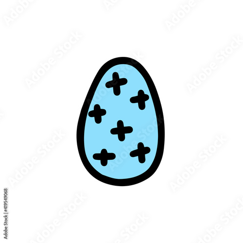  Easter decorated egg. Hand-drawn vector illustration in the doodle style. Egg a sketch. Design for Easter