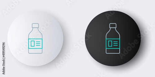 Line Plastic bottle for laundry detergent, bleach, dishwashing liquid or another cleaning agent icon isolated on grey background. Colorful outline concept. Vector.