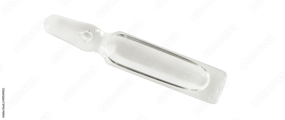 Ampoule with liquid colorless medicine, isolated on white background with clipping path. Ampoule with liquid colorless medicine, isolated on white background with clipping path.