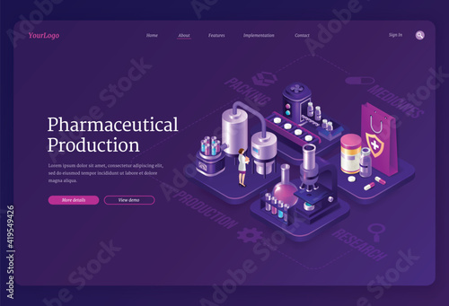 Pharmaceutical production isometric landing page
