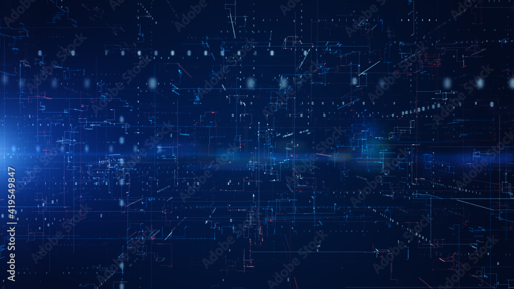 Digital Cyberspace with Particles and Digital Data Network Connections. High Speed Connection and Data Analysis Technology Digital Abstract Background Concept. 3d rendering Digital Cyberspace with Particles and Digital Data Network Connections. High Speed Connection and Data Analysis Technology Digital Abstract Background Concept. 3d rendering
