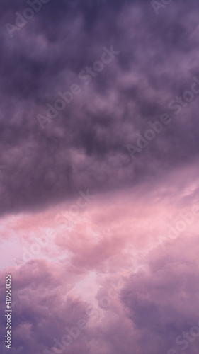Storm clouds on the eve of a thunderstorm, purple clouds in cloudy weather.