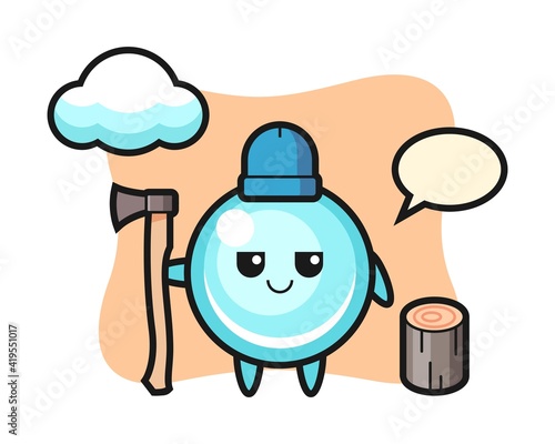 Character cartoon of bubble as a woodcutter