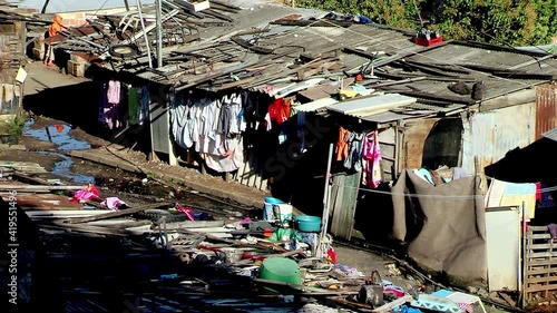 Shanty Town in Asuncion, Capital of Paraguay. Zoom Out. 4K Resolution.