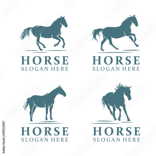 Set of Silhouette simple horse logo design