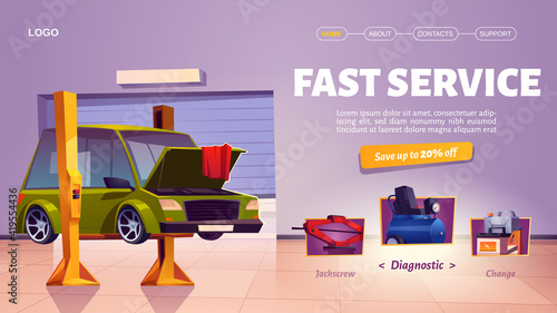 Fast car service banner, auto maintenance
