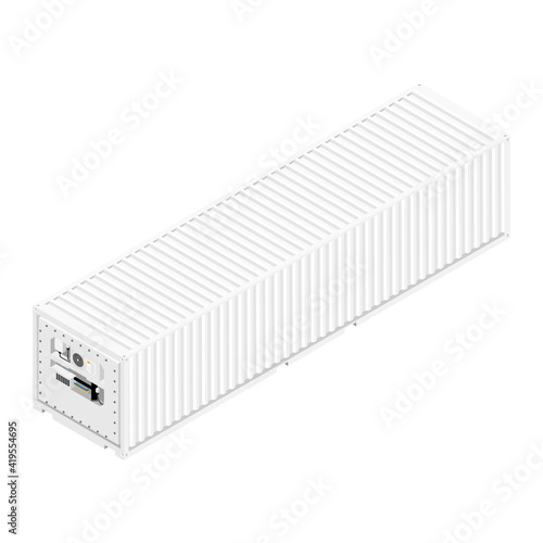 Refrigerated container isometric view isolated on white background.