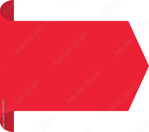 Red badge, label or sticker.