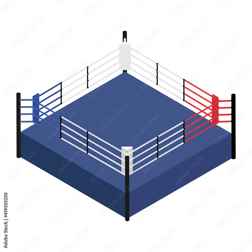 voetstappen Herdenkings overhead Empty boxing ring isometric view. Boxing ring ropes, platform for training  Stock Vector | Adobe Stock