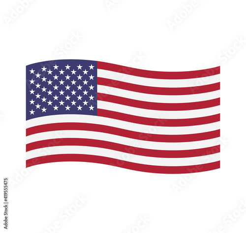American waving flag vector icon. National symbol
