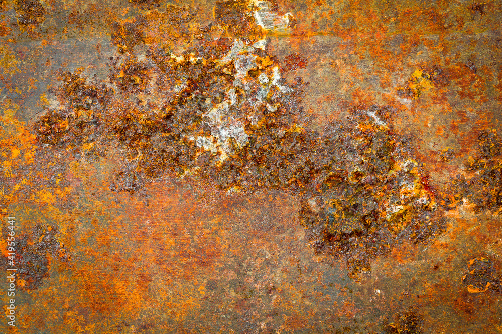 Makroaufnahme einer Korrodierenden Metallplatte Makroaufnahme einer Korrodierenden Metallplatte