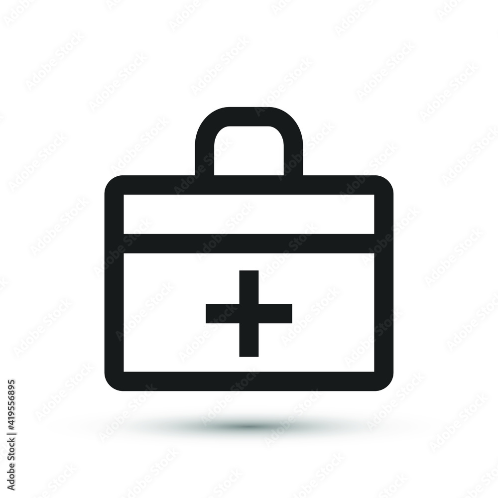 A first aid kit icon vector medical element for trendy design. Simple pictogram for mobile concept and web apps. Vector line medical chest icon isolated on a white background. A first aid kit icon vector medical element for trendy design. Simple pictogram for mobile concept and web apps. Vector line medical chest icon isolated on a white background.