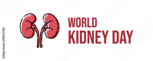 World Kidney Day logo. Vector illustration of kidney day in MBE Style. Healthcare and medical banner