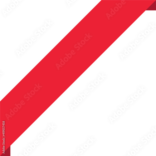 Red badge, label or sticker.