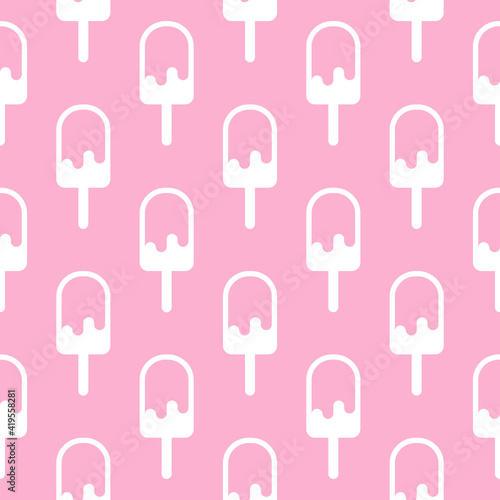 ice cream lolly seamless pattern on pink background. Popsicle ice-cream