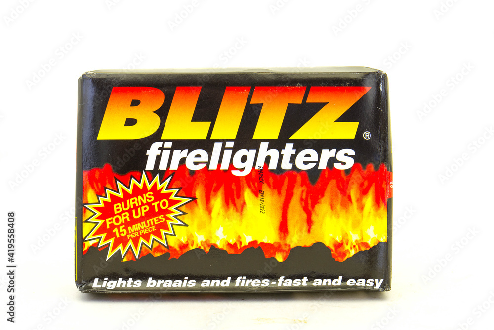Johannesburg, South Africa a packet of Blitz firelighters isolated on