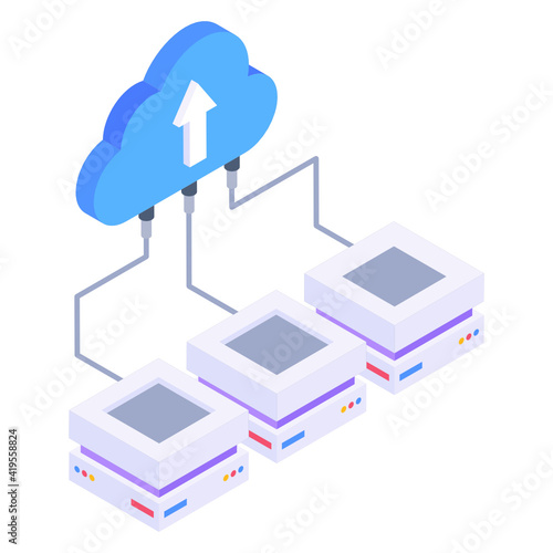 
A cloud data upload isometric icon

