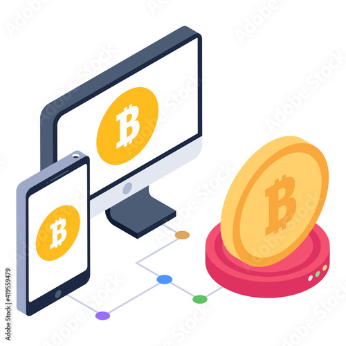 
Digital money isometric icon design

