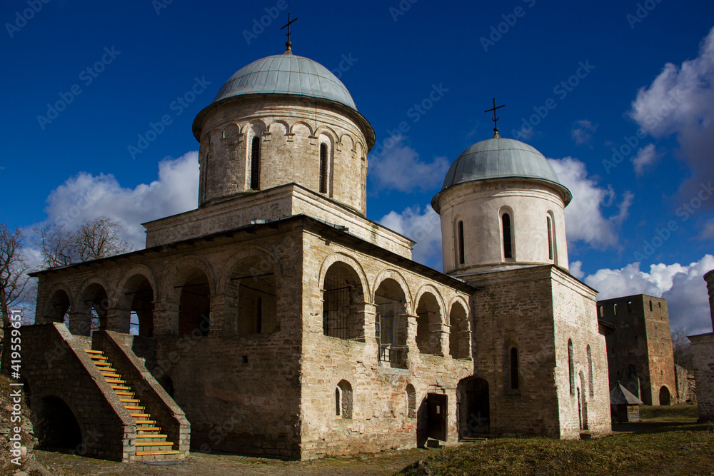 Church of the Assumption of the Blessed Virgin Mary in Ivangorod. Ivangorod Fortress Museum - the first Russian fortress in Russia.