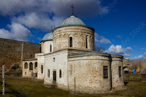 Church of the Assumption of the Blessed Virgin Mary in Ivangorod. Ivangorod Fortress Museum - the first Russian fortress in Russia.