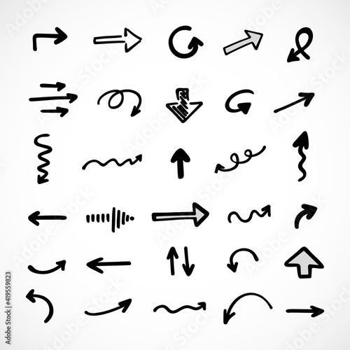  Vector set of hand-drawn arrows, elements for presentation