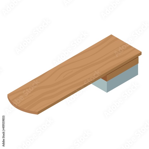 Wood diving board icon. Isometric of wood diving board vector icon for web design isolated on white background