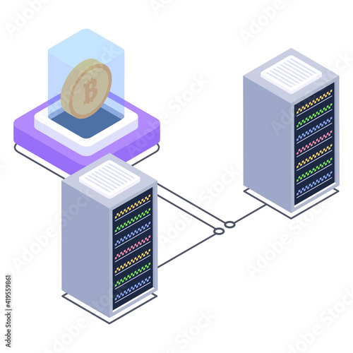 
Icon of cloud network server in isometric design

