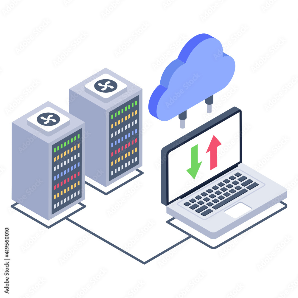 Icon of cloud network server in isometric design
Icon of cloud network server in isometric design