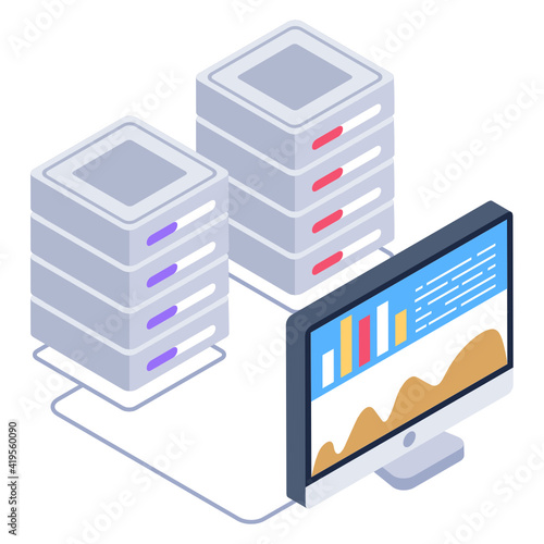 
A online business analytics in isometric icon 

