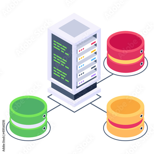 
Icon of cloud network server in isometric design

