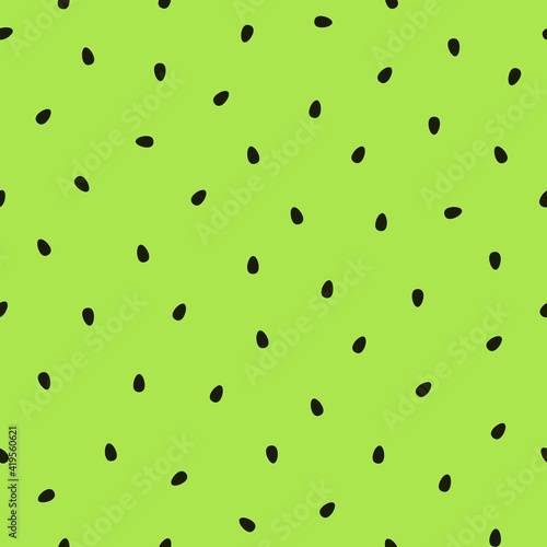 Kiwi pattern. Seamless pattern with black seeds on bright green background.