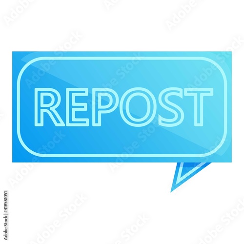 Repost message icon. Cartoon of repost message vector icon for web design isolated on white background