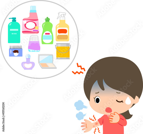 化学物質過敏症の女性と原因となる日用品