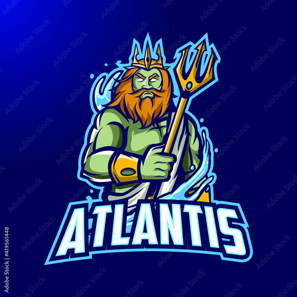 Atlantis Mascot logo for eSport and sport Atlantis Mascot logo for eSport and sport