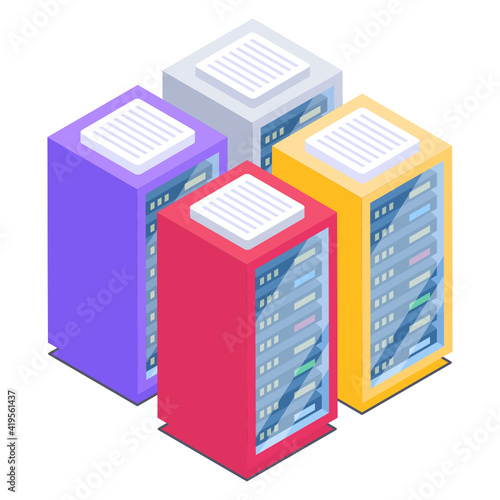 
Client server in isometric style icon, blockchain technology 

