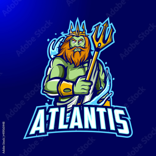 Atlantis Mascot logo for eSport and sport
