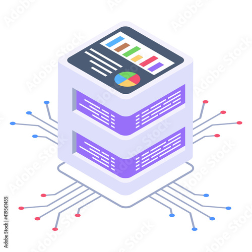 
Client server in isometric style icon, blockchain technology 

