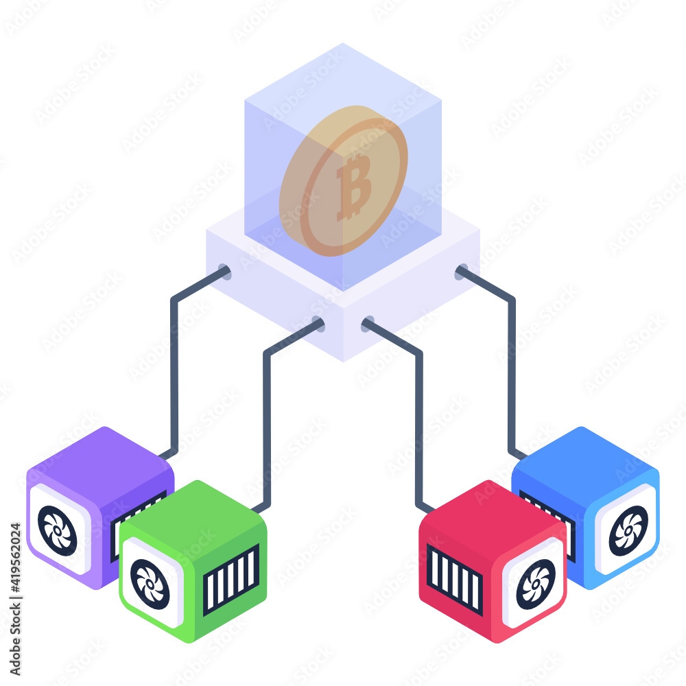 Bitcoin network in isometric design icon
Bitcoin network in isometric design icon